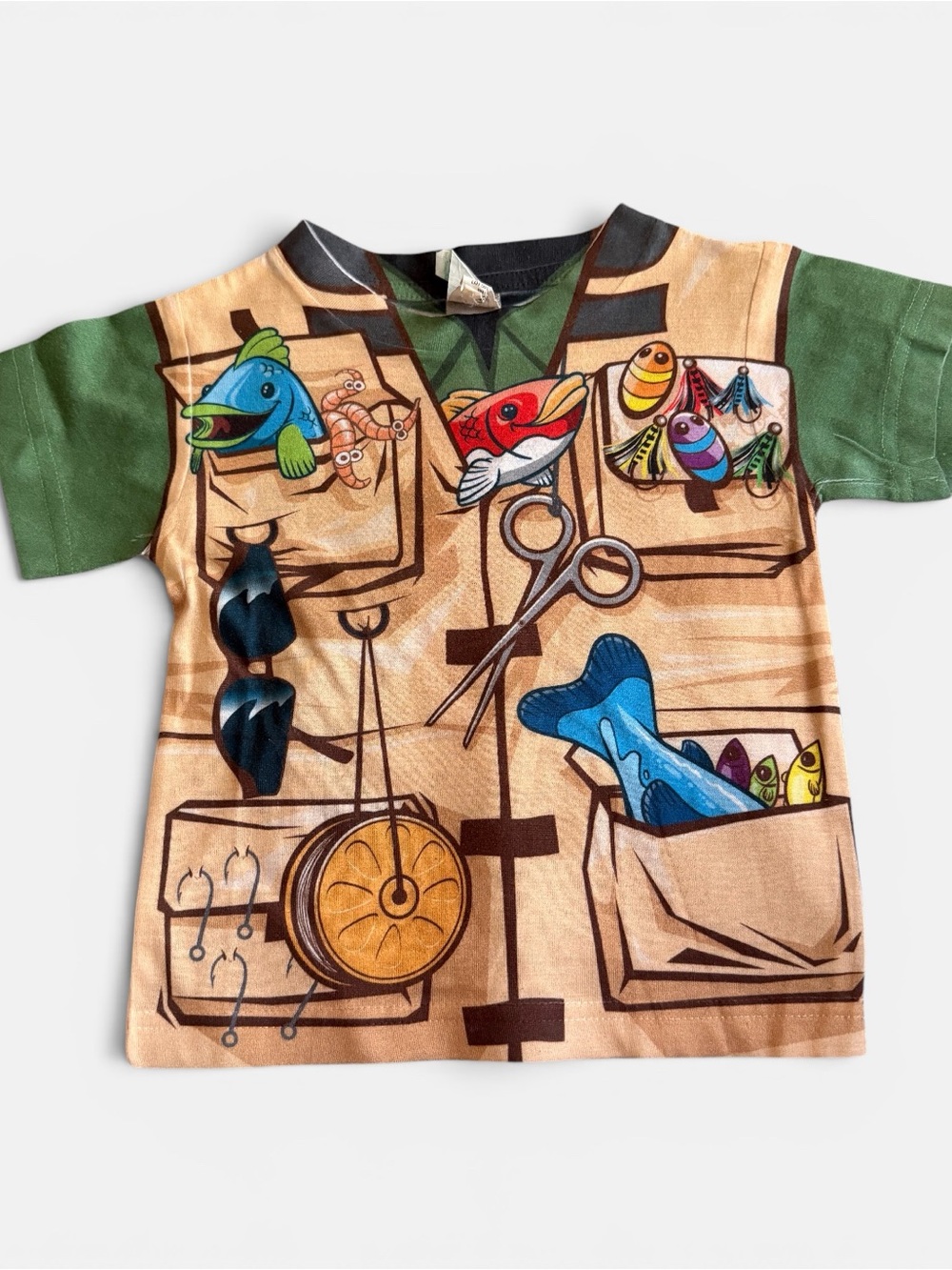 Vintage 90s/Y2K AOP sublimation tee by Stephen Joseph Kids/2T Fishing Vest -